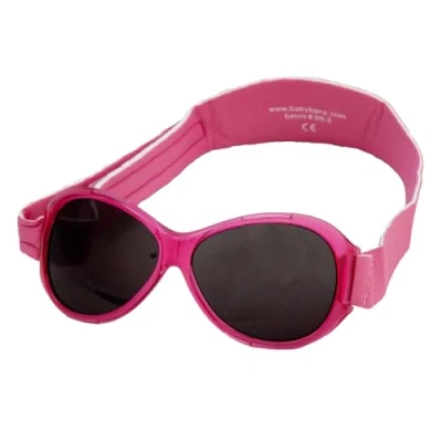 Immagine di BabyBanz 01091 Occhiali da sole retrò Kidz con fascia elastica in neoprene, per circonferenza della testa 40 52 cm (0 2 anni), UV400, rosa