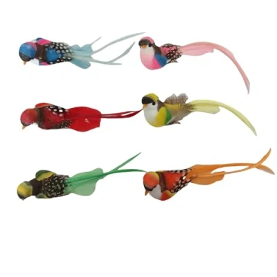 Immagine di CHUANGOU 12 Pezzi Uccellini Decorativi, Uccelli Artificiali con Piume, in Schiuma Artificiale, Decorativi Colorati, Giardino Clip
