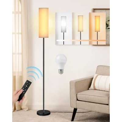 Immagine di TONGLIN Lampada da Terra Salotto con Telecomando e Lampadina Dimmerabile a Regolazione Continua, Paralume Regolabile Interruttore Pedale,Piantana per Camera Letto Ufficio