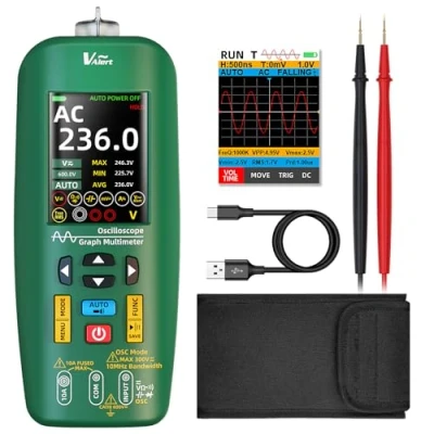 Immagine di BSIDE O1 Multimetro Oscilloscopio Digitale Portatile TRMS con LCD Colori 4 Risultati 10Mhz Oscilloscope DIY Trasferimento Dati Tester Ricaricabile di Tensione Corrente Capacità Continuità Torcia