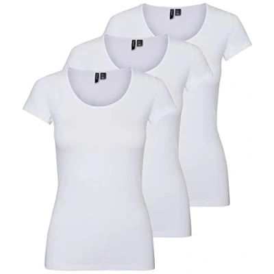 Immagine di VERO MODA Maglietta da donna Vmmaxi My Ss, soft, collo a U, bianco (3 x luminoso)., S