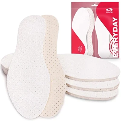 Immagine di SULPO 4 paia di solette per piedi nudi in cotone spugna con assorbimento lattice, anti sudore freschi, deo uomo e donna, Bianco (bianco), 44 EU