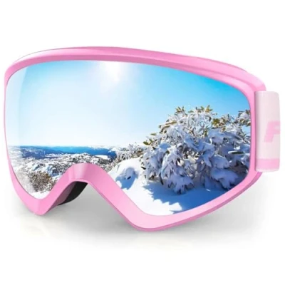 Immagine di Findway Maschera da Sci Bambino 8 14 Anni Occhiali OTG per Ragazzo Ragazza Anti UV Nebbia Compatibile con Casco (Lenti Grigio/Argento(VLT 21%))