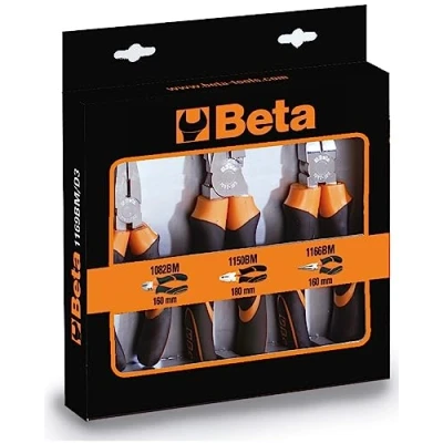 Immagine di Beta 1169BM/D3 Assortimento di 1 pinza universale, becchi mezzotondi lunghi e tronchese, impugnatura bimateriale cromati
