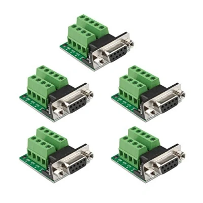 Immagine di Futheda 5 pezzi D sub DB9 interfaccia breakout board connettore 9 pin 2 file femmina RS 232 porta seriale senza saldatura, adattatore morsettiera con dadi di posizionamento