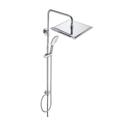 Immagine di JOHO 304 Colonna Doccia senza Miscelatore in Acciaio Inox Cromato Set a Pioggia con Soffione e Doccetta Mano (30x30cm quadrato)