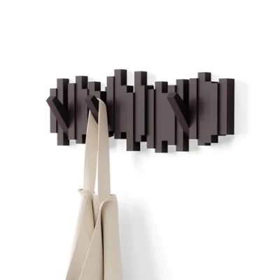 Immagine di Umbra Sticks Attaccapanni Da Parete Con 5 Ganci Ribaltabili, Espresso Marrone, ‎‎49.5 x 3 18 cm, 907.18 grammi