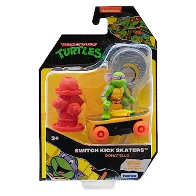 Immagine di TMNT Tortuga Ninja Adolescente Mutante Donatello Switch Kick Skaters Figura da Skater 7 cm, Edizione Classica Giocattoli e Regali per Bambini dai 3 Anni in Su
