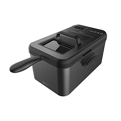 Immagine di Cecotec Friggitrice d’olio Cleanfry Luxury 3000 Dark da 3,2 litri di olio. 2400 W, Acciaio inossidabile red nero, 5 Programmi, filtro OilClean, Temperatura regolabile
