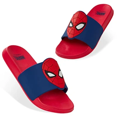 Immagine di Marvel Spiderman Ciabatte Bambino Slide 28 34 Piscina Estive Flip Flops Gomma Mare Spiaggia Gadget Ufficiale (Rosso/Blu, 32 EU)