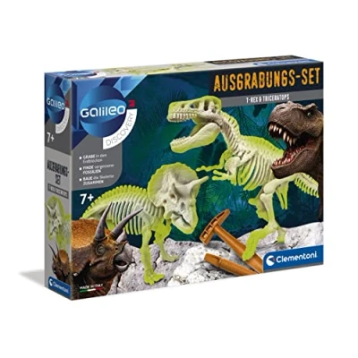 Immagine di Clementoni 69408 Kit Archeogiocando T Rex e Triceratopo, per bambini dai 7 anni in su, scavo di dinosauri con martello scalpello, piccoli ricercatori