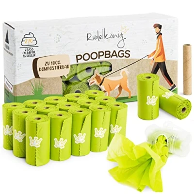 Immagine di Rudelkönig Saccetti cane cacca 270 sacchetti per cani extra spessa e resistente agli strappi Con dispenser 15 sacchettini rotolo