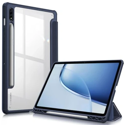 Immagine di FINTIE Custodia per Samsung Galaxy Tab S8 11&#039;&#039; 2022 / S7 2020 con S Pen Holder, Antiurto Sottile Case Posteriore Trasparente Cover Bordo in TPU Morbido, Auto Sonno/Sveglia, Blu Scuro