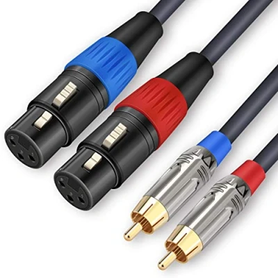 Immagine di JOLGOO Cavo Doppio XLR a RCA, Femmina RCA Maschio, Audio HiFi da 2 OFC 4N, per Microfono Mixer Amplificatore, 3 Metri