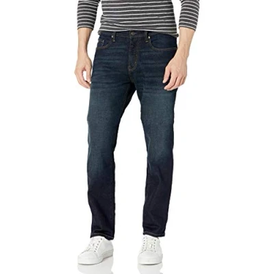 Immagine di Amazon Essentials Jeans Elasticizzati con vestibilità Sportiva Uomo, Indaco Scuro/Slavato, 32W / 34L