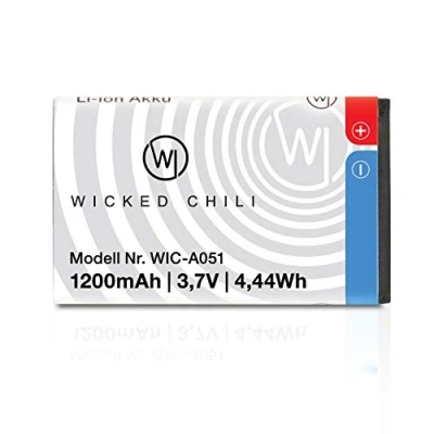 Immagine di Wicked Chili Batteria Compatibile con AMV Fritz! Fon C6 1200mAh Fino a 19 Ore di Conversazione, Ricambio Senza Perdita capacità (Li Ion 4,4Wh 3,7V)