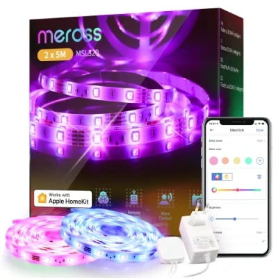 Immagine di Meross Strisce Led Intelligente 10M, Compatibile con Homekit, Alexa, Google, RGB Striscia a Nastro Wifi, Regolabile Nell&#039;Intensità e Colore, Utilizzo di Scene, Utilizzata Dietro Televisione