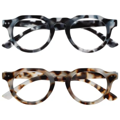 Immagine di OPULIZE RIO Set da 2 Occhiali Anti Luce Blu Montatura con Bordo Superiore Piatto Marrone e Maculato Uomo Donna Cerniere a Molla BB53 23