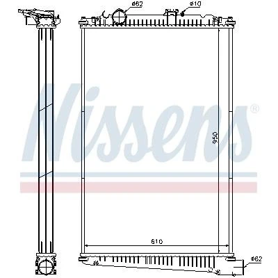 Immagine di NISSENS 614420 Radiatore motore Alluminio 950 610 58 senza telaio Alette di raffreddamento saldate