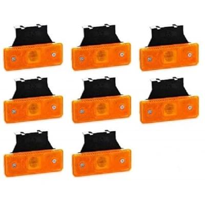 Immagine di Vnvis Set di 8 luci posizione a LED arancione da 24V e 12V, con supporti in gomma, per telaio rimorchio camion