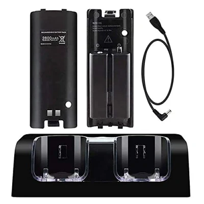 Immagine di OSTENT Caricabatterie Dock Station + 2 Batterie compatibili per Nintendo Wii Remote Controller Colore Nero