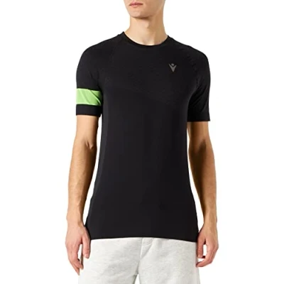Immagine di Macron Scc Ryan T shirt Seamless Blk/Nyel Man, Maglia Running Uomo, Nero Giallo, L