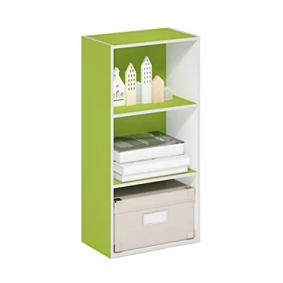 Immagine di Furinno Luder Libreria a 3 ripiani aperti, verde/bianco