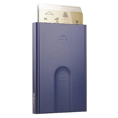 Immagine di Porta carte in alluminio Slider by Ögon Design RFID Blocking Il portafoglio automatico sottile e minimalista per uomo donna (Blue Navy)
