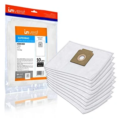 Immagine di Invest 10 sacchetti per aspirapolvere Kärcher 6.904 333.0, 084.0 T 10/1, 7/1, 9/1 Bp, 12/1, T12/1 Adv, 12/1 eco!efficiency, alternativa 315.0, resistenti agli strappi