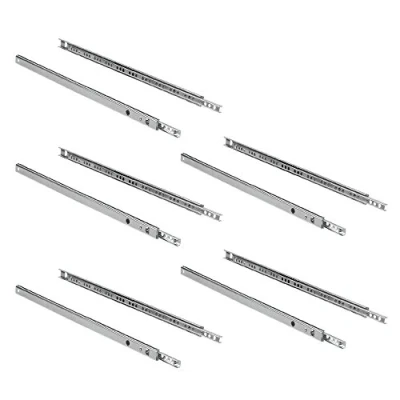 Immagine di Emuca 3009205 Set di 5 paia (10 pz) guide/binari con cuscinetti a sfere ad estrazione parziale 17mm x 374mm per cassetto