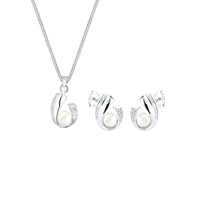Immagine di Elli DIAMONDS Set di Gioielli con Perle d&#039;Acqua Dolce e Diamanti (0,04 ct.) in Argento Sterling 925