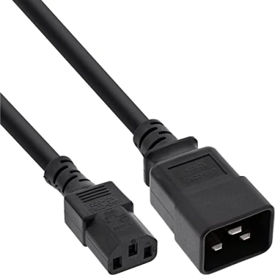 Immagine di InLine 22531 Cavo Alimentazione Prolunga 10A, Spina IEC 320 C20 a Presa C13, 2 m, Nero