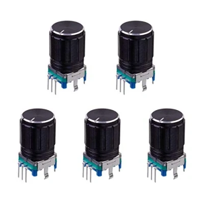 Immagine di BOJACK EC11 Potenziometro digitale audio con interruttore a codice codificatore rotante 5 pin 360 gradi tappo manopola (confezione da pezzi)