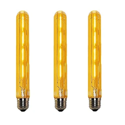 Immagine di 3 lampadine E27 4 W Edison Retro Vintage T30 tubolari ricambio per lampadina alogena 40 filamento LED bianco caldo 2700 K provette lunghe vetro ambra non dimmerabile