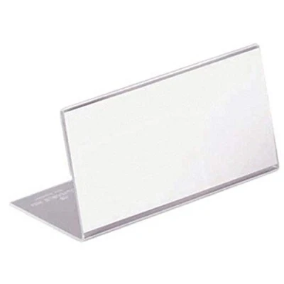 Immagine di Durable 805519 Segnaposto da Tavolo in Acrilico, Forma ad &quot;L&quot; per un&#039;Ottima Stabilità, 52 x 150 mm, Confezione 10 Pezzi, Trasparente