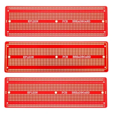 Immagine di EPLZON 3pezzi 6.8&quot;x2.05&quot; Breadboard Solderable Prototype PCB Board Kit per Elettronica Progetti Compatibile DIY Saldatura Circuit Board,Rosso