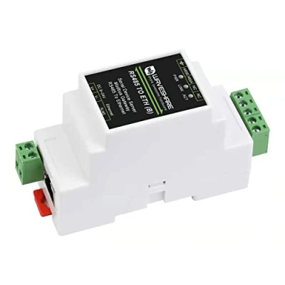 Immagine di Waveshare RS485 to RJ45 Ethernet Converter Module, Industrial Rail Mount Serial Server,TCP/IP Module,300 115200 BPS Baudrate,10 / 100M Auto Negotiation Connector