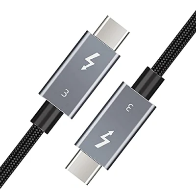 Immagine di cavo Thunderbolt 3 da 1 m, supporta 100 W, di ricarica / trasferimento dati 40 Gbps, USB C a C, compatibile con SSD esterni, eGpu Type MacBook, Dell, iPad Pro 2020, pixel, hub docking