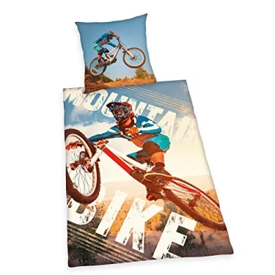 Immagine di Herding YOUNG COLLECTION Set di Biancheria da Letto Reversibile, Mountain bike, Copripiumino 135 x 200 cm, Federa 80 Cotone Renforcé