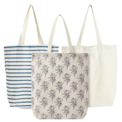 Immagine di Sacchetti Shopper Riutilizzabili, 3 Pezzi Borse Resistenti per la Spesa con Manici 38 x 42 9,4 cm