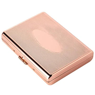Immagine di Portasigarette in metallo signore e signori, clip a molla bifacciale portatile, contiene fino 18 pacchetti di sigarette da 100, per auto riempite (Rosa ovale)