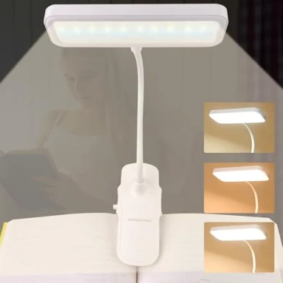 Immagine di Oulesvte Luce da Lettura, USB Lampada Lettura Ricaricabile, 3 Modalità di Temperatura Colorei, Luminosità Regolabili in Continuo, 360Flessibile Libro, per Lettori e Bambini