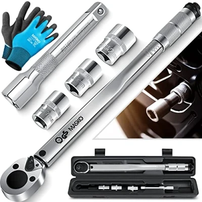 Immagine di Masko® chiave dinamometrica 6 pz. Set 40 210Nm 1/2 &#039; CV con 3 attacchi da 17 mm, 19 21 mm e prolunga 125 custodia +/ 4% di tolleranza per pneumatici