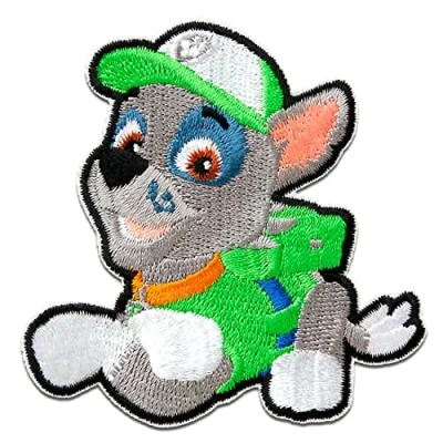 Immagine di Toppe termoadesive Paw Patrol Squadra Dei Cuccioli Rocky verde 7x6,4cm Spin Master Patch Toppa ricamate Applicazioni Ricamata da cucire adesive