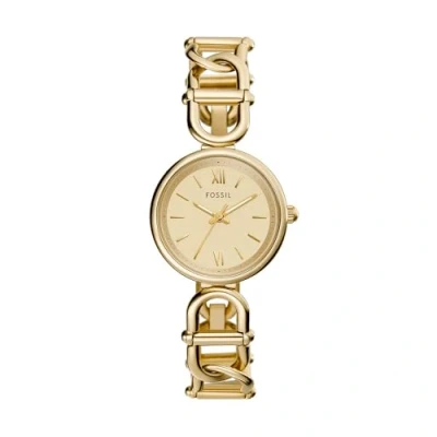 Immagine di Fossil Carlie Orologio per donna, movimento al quarzo con cinturino in acciaio o pelle, Oro metallizzato