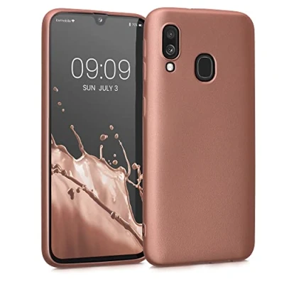 Immagine di kwmobile Custodia Compatibile con Samsung Galaxy A40 Cover Back Case Morbida Protezione in Silicone TPU Effetto metallizzato bronzo