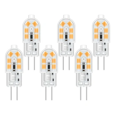 Immagine di Akynite G4 2W LED 12V Luce Calda 3000K, Equivalente Lampade Alogena 10W 20W, 200lm, non dimmerabile, AC DC Bispina per Camper, Lampadario, set di 6