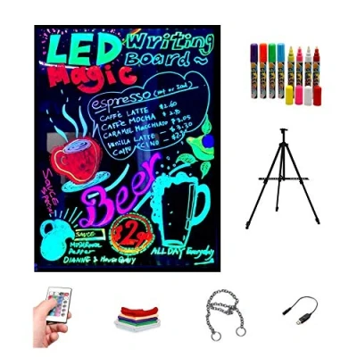 Immagine di Lavagna LED luminosa 60 x 80 cm, RGB, acrilico + treppiede confezione da 8 rotatori, consegna 1 3 giorni