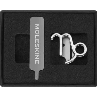 Immagine di Moleskine Pin per Taccuino o Agenda Capricorno, Spilla Simbolo Zodiacale, Personalizza la Chiusura con Elastico, Idee Regalo Personalizzato, Colore Argento