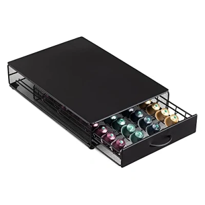 Immagine di Navaris Cassetto Porta Capsule caffè 40x pz Contenitore Compatibile con Nespresso Lavazza Bialetti Portacialde Macchina Espresso Box Nero